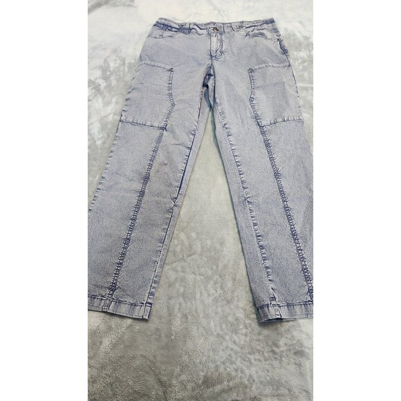 LOGO by Lori Goldstein Women's 14 Blue Indigo Regular Full Length Utility Pants - Picture 1 of 9